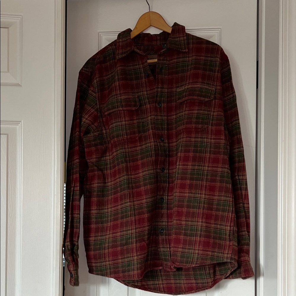 Orvis Heavy Weight Plaid Flannel Shirt Size Medium